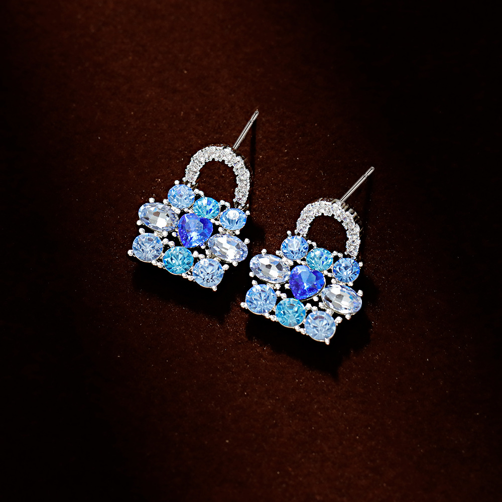 Hyacinth轻奢高级感满钻包包耳环女小众设计感气质超闪锆石百搭耳钉耳饰品