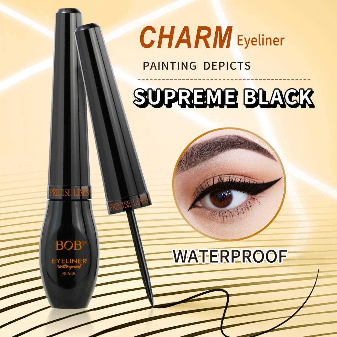 Cross-border BOB eyeliner Liquid is waterproof, sweat-proof, quick-drying, long-lasting without smudging, rich, three-dimensional and cool black eyeliner. All in English