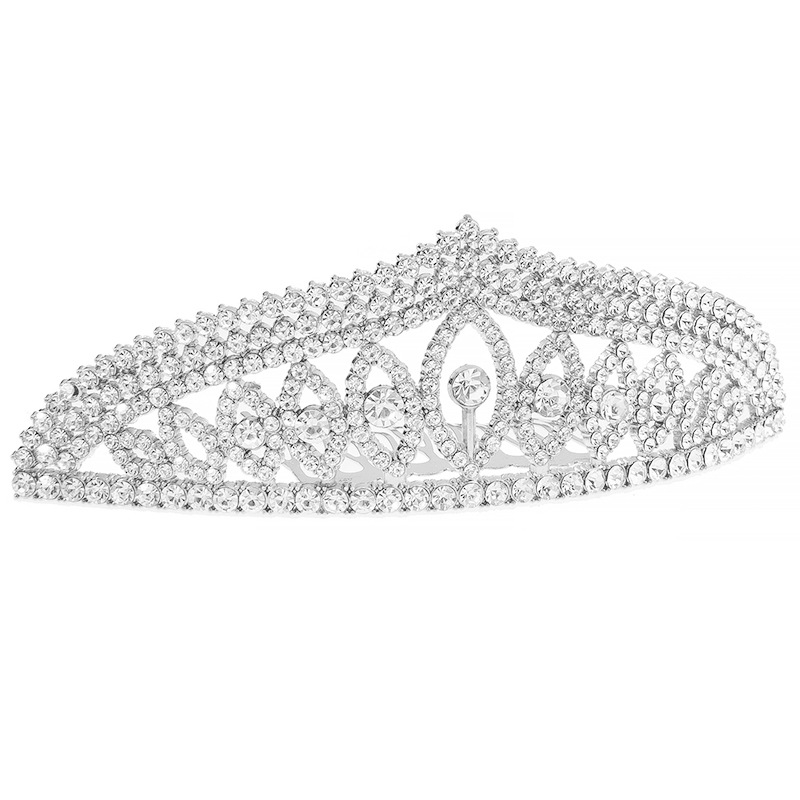 European and American cross-border style felled tree headwear, wedding bride's water diamond alloy tiara, women's updo, elegant diamond-encrusted hair comb tiara wholesale supply Specification drawing