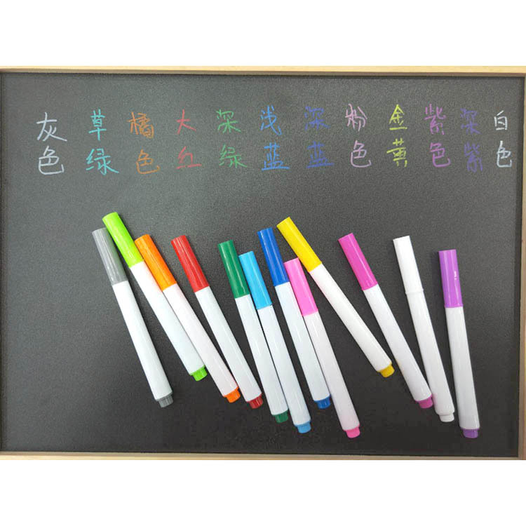 Qianhui dust-free water-soluble chalk liquid lamp board pen Fluorescent board white children's blackboard 12-color erasable water chalk