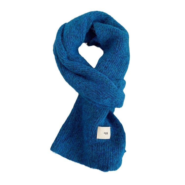 One-piece consignment, high-end Korean-style new versatile and warm solid-color knitted scarf with wool in yellow and green, cute little scarf for women's street stall wholesale Item Picture