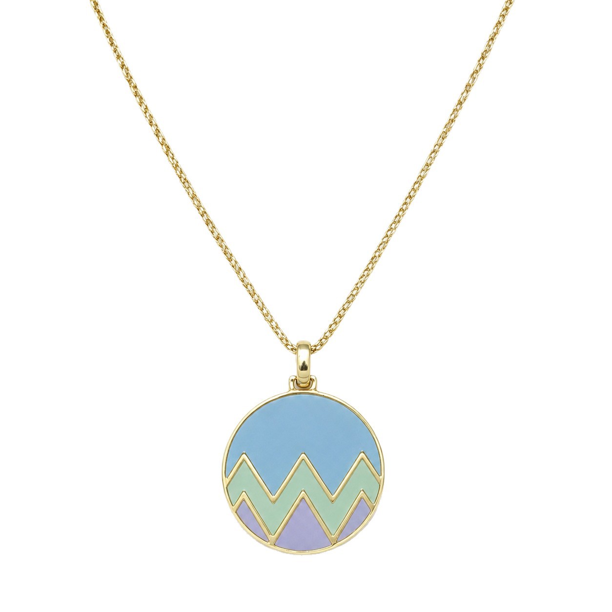 Dopamine oil drop round pendant necklace, retro and niche pendant, blue, green and purple color combination neck chain, European and American cross-border jewelry Item Picture