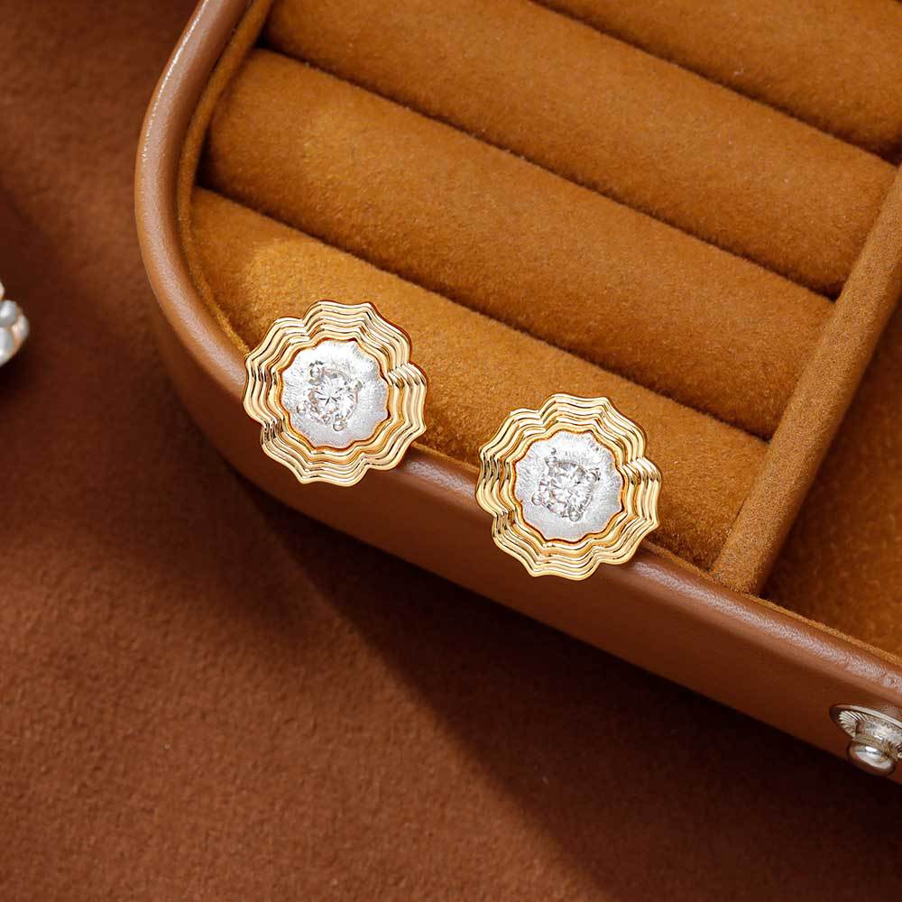 Hyacinth's niche design sense, color-blocking geometric stud earrings, women's fashionable, individual and elegant high-end earrings and earrings, a new trend in 2025 details Picture