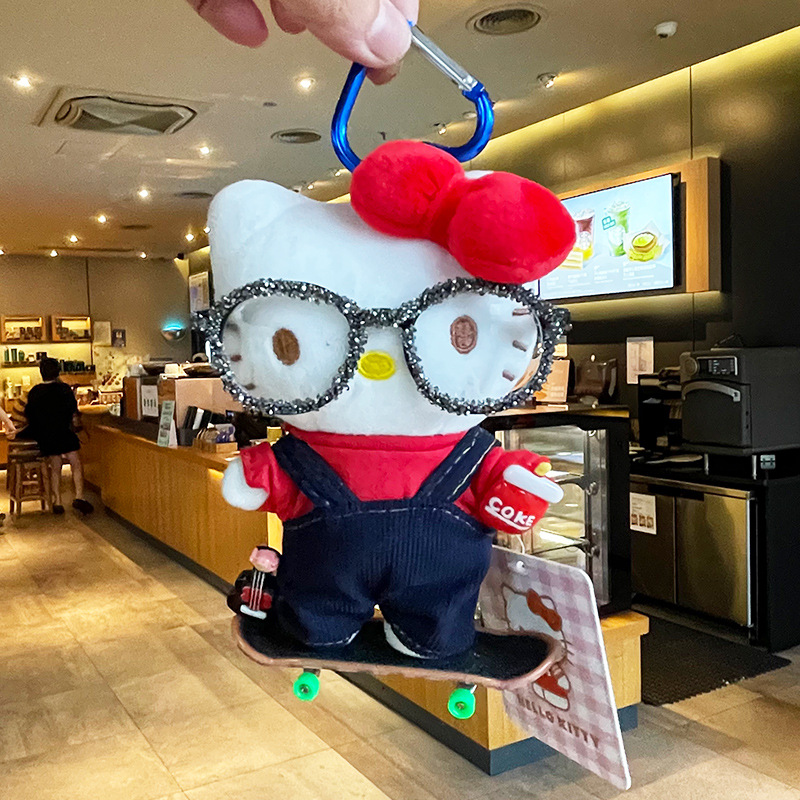 Authentic hellokitty cartoon doll plush toy pendant, original and cute kid clothing bag pendant details Picture