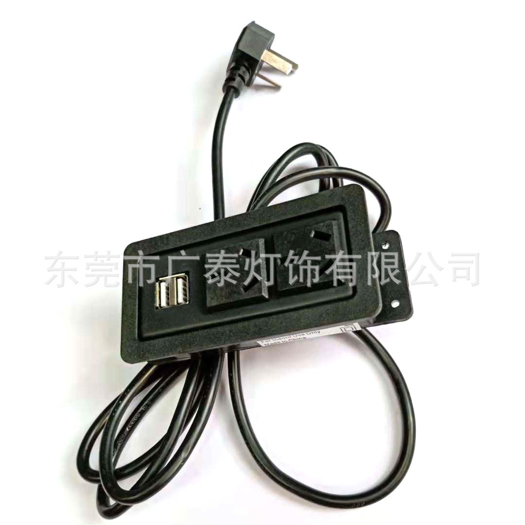 American-style furniture USB power sockets, American-style office desktop power strips, bed heads, bookcases, UL furniture power strips Specification image