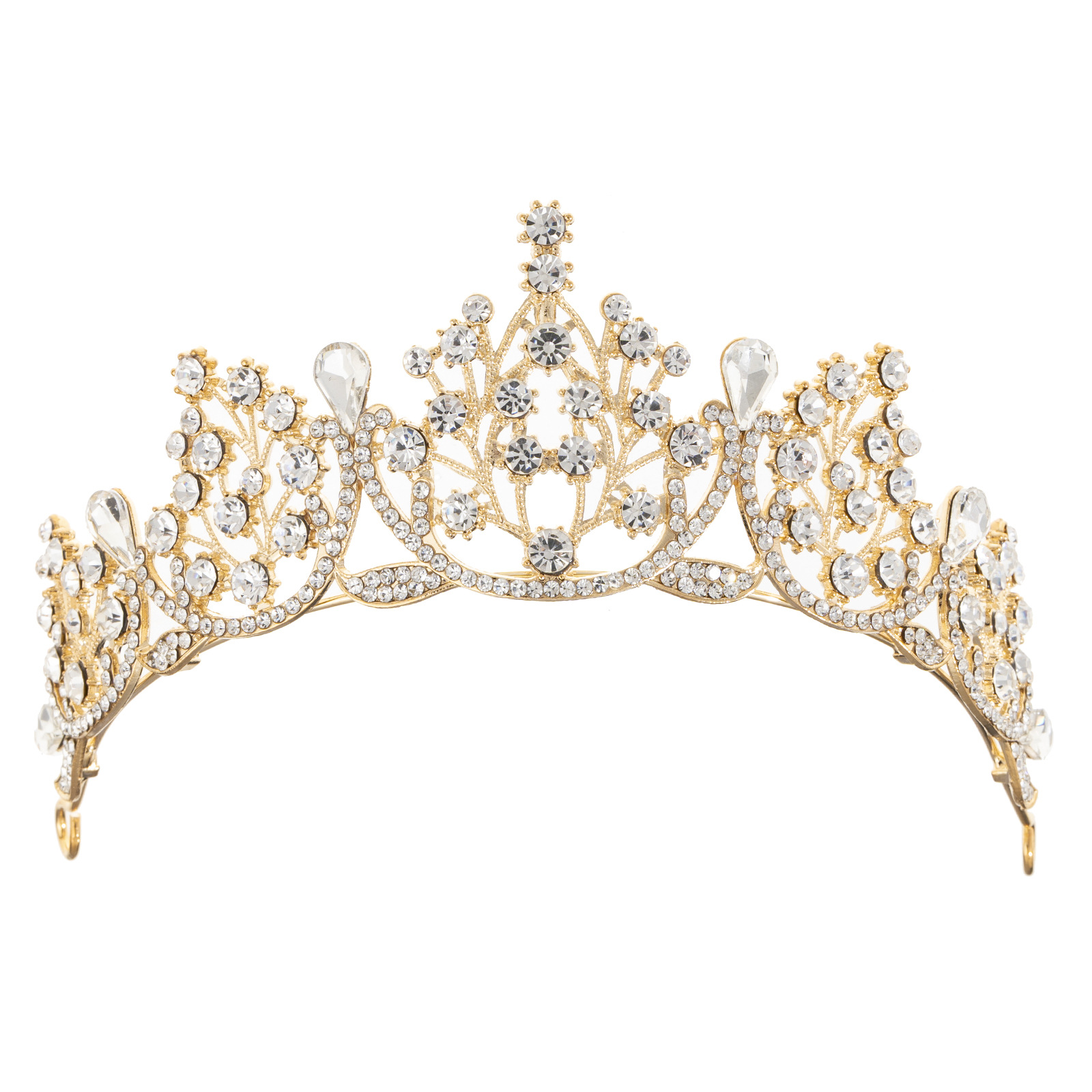 Wholesale of new cross-border stage talent show alloy water diamond crown bridal headwear from Europe and America, luxurious full diamond crown