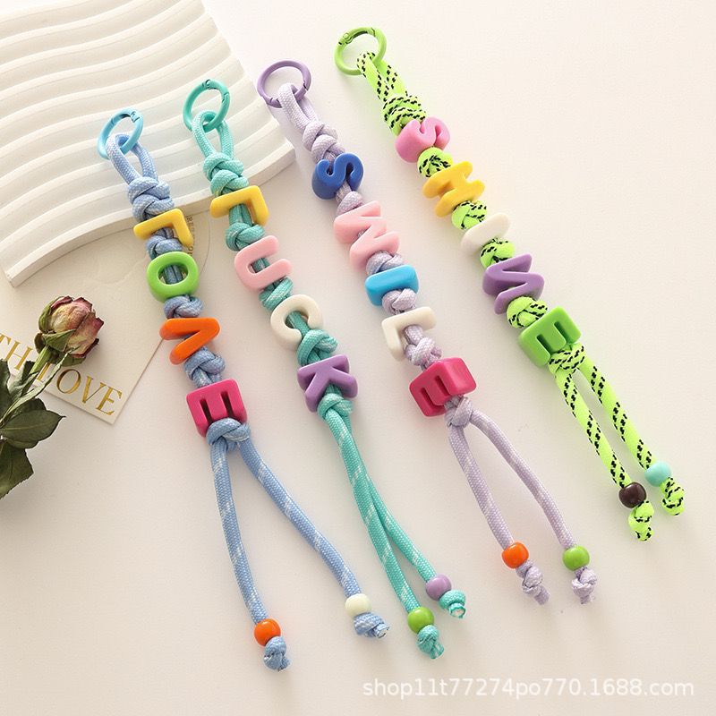 diy handmade color acrylic large-hole letter bead accessories, hanging bag, mobile phone chain, keychain material, loose beads Application Scenario