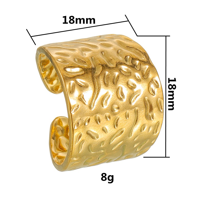 European and American retro wide irregular tap texture ring, stainless steel open ring, exaggerated style ladies' ring Item Picture