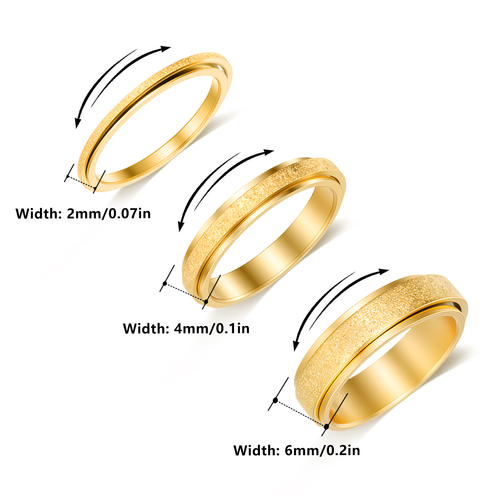 New cross-border stainless steel frosted rotating pressure-relieving fashionable ins style trendy accessory couple ring set Application Scenario