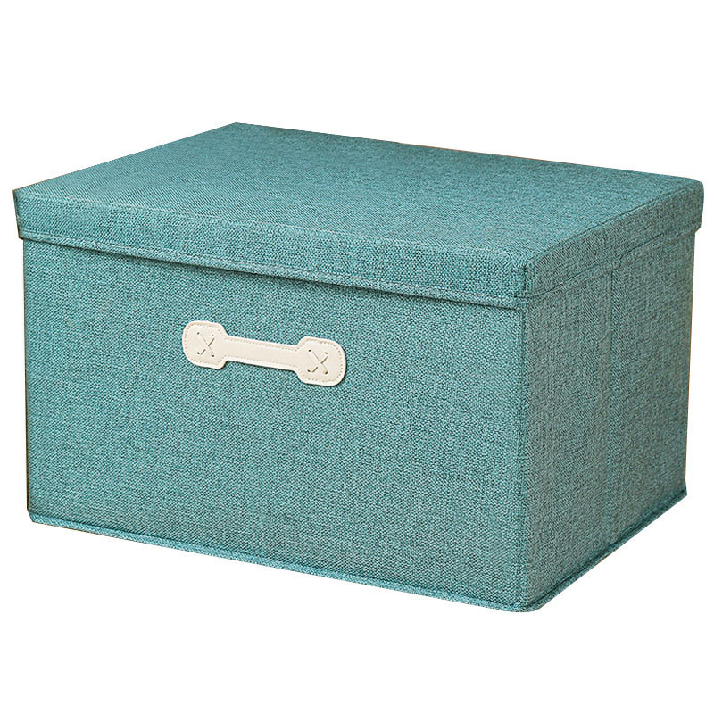 New cotton and linen storage box, foldable wardrobe storage box, drawer-type covered organization box, clothes and toy storage box Item Picture
