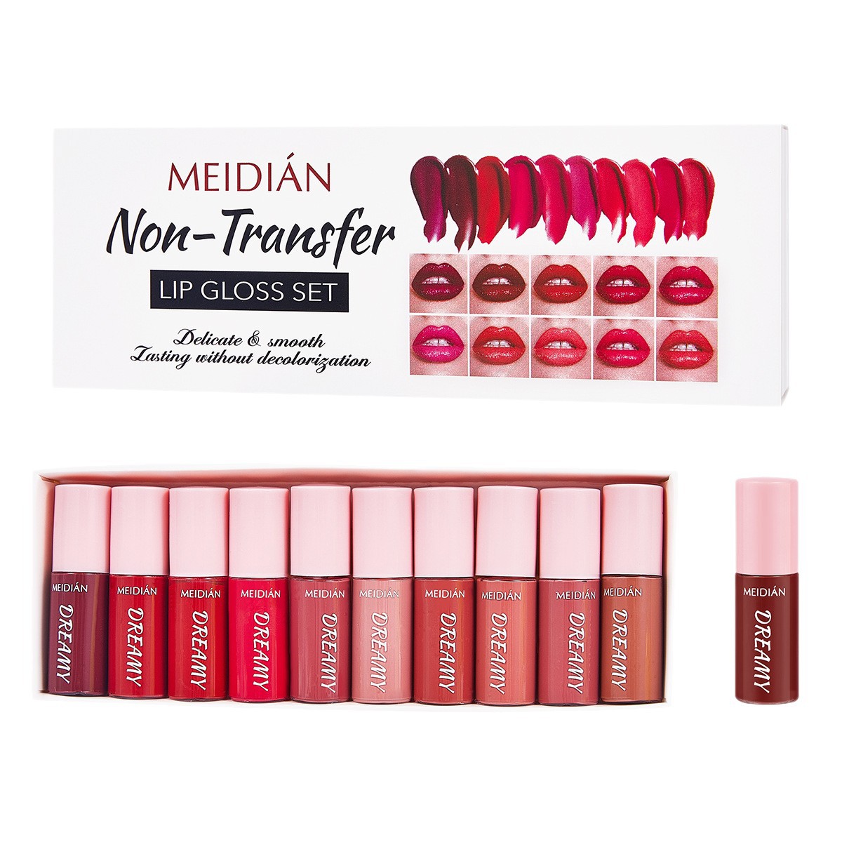 【 Cross-border Exclusive 】MEIDIAN Non-stick Lip Gloss 10-piece Set Box Wholesale Non-fading Lip gloss Item Picture