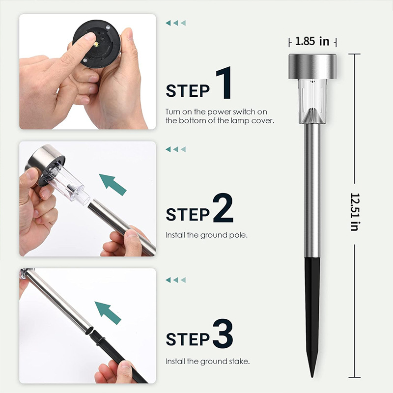 Cross-border solar stainless steel small tube lamp, outdoor waterproof courtyard ground insert lamp, garden landscape solar lawn lamp Application Scenario