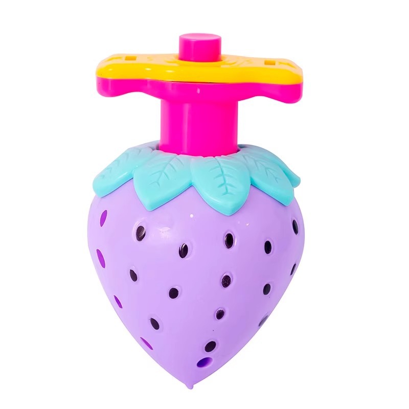 Strawberry luminous rotating gyroscope, bright light emission, high-speed gyroscope, ejection gyroscope, nostalgic student gift, children's toy Item Picture