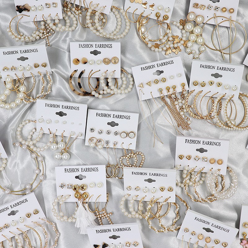 欧美跨境热卖新款简约个性ins风耳环套装气质百搭卡装耳饰批发