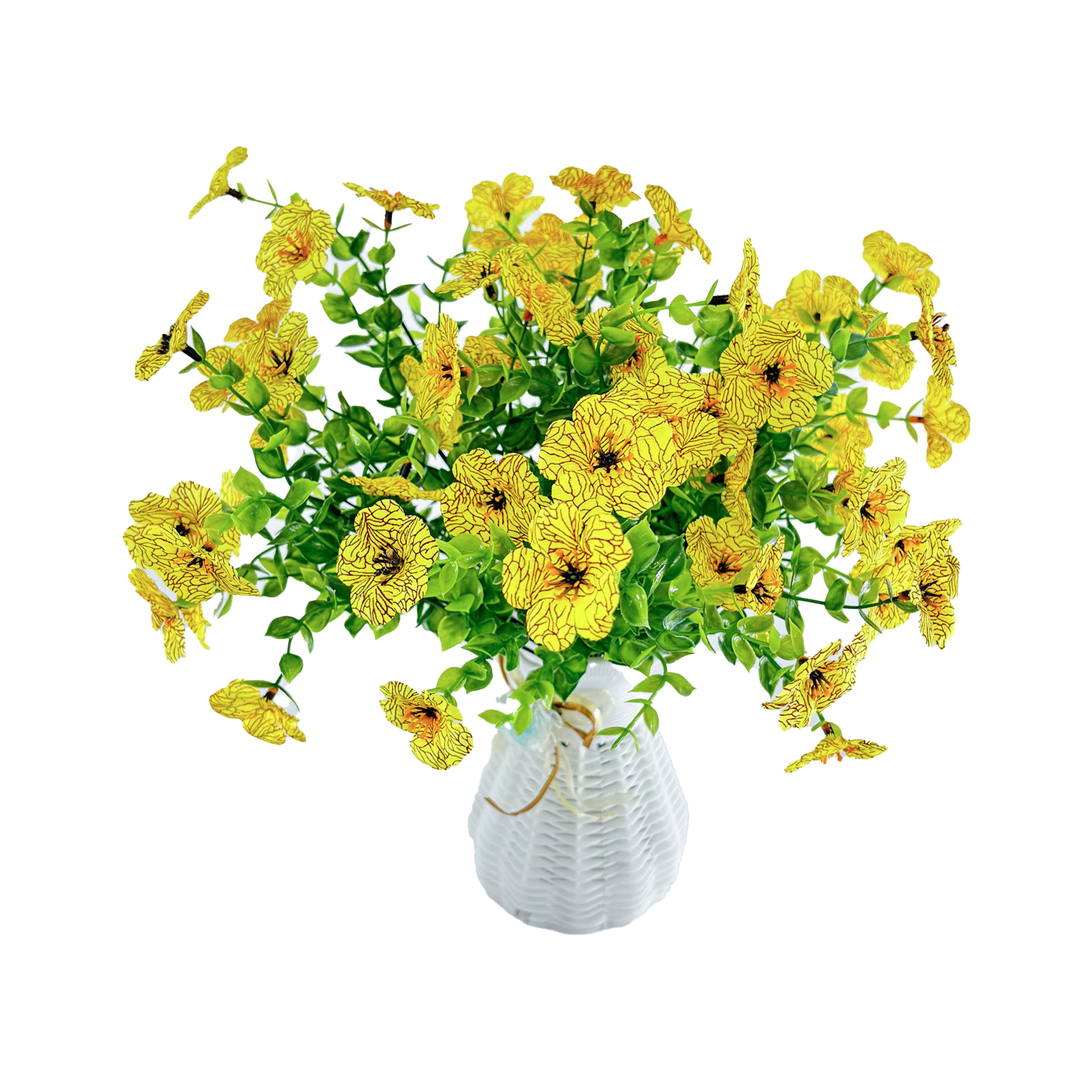 跨境仿真花7叉尤加利亚马逊新款紫罗兰人造假绢花装饰餐桌白底实物图