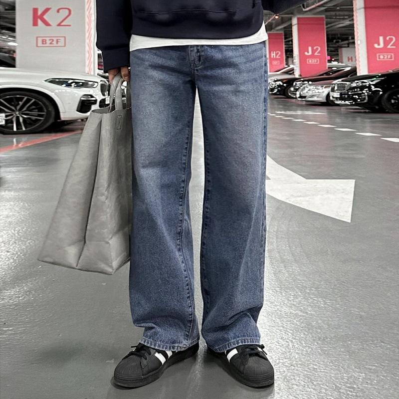 MYQ retro washed distressed jeans for men's autumn new style Korean trendy loose wide-leg straight-leg pants for casual wear details Picture