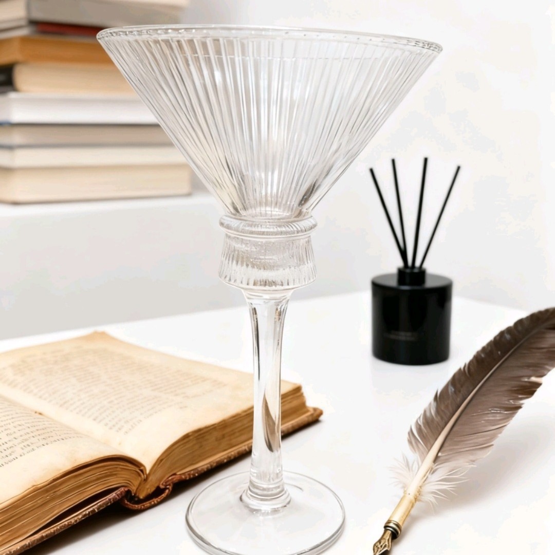 Nordic vertical striped cinched waist Ins-style wine glass, high appearance level wine glass, water glass, golden belt decanter, cocktail glass Application Scenario