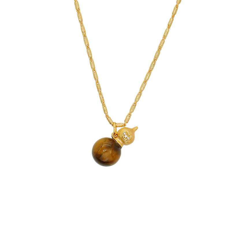 Hyacinth Tiger's Eye pendant Necklace Women's Autumn and Winter Bestseller Gourd Sweater Chain 2025 High-end Neckchain collarbone chain Item Picture