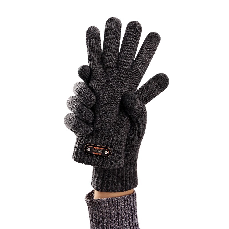 Winter cycling touch screen gloves for men, cold-proof woolen knitted cross-border thickened and fleece warm student takeout gloves Item Picture