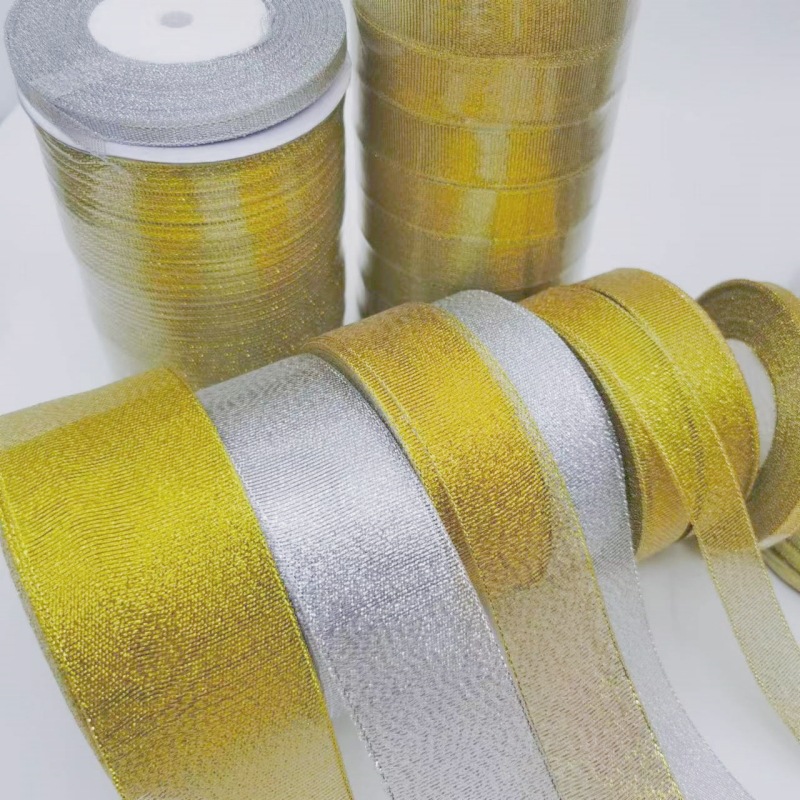 厂家直销金葱带银葱带0.3cm-5cm节日鲜花包装礼品蛋糕打包绳蝴蝶细节图