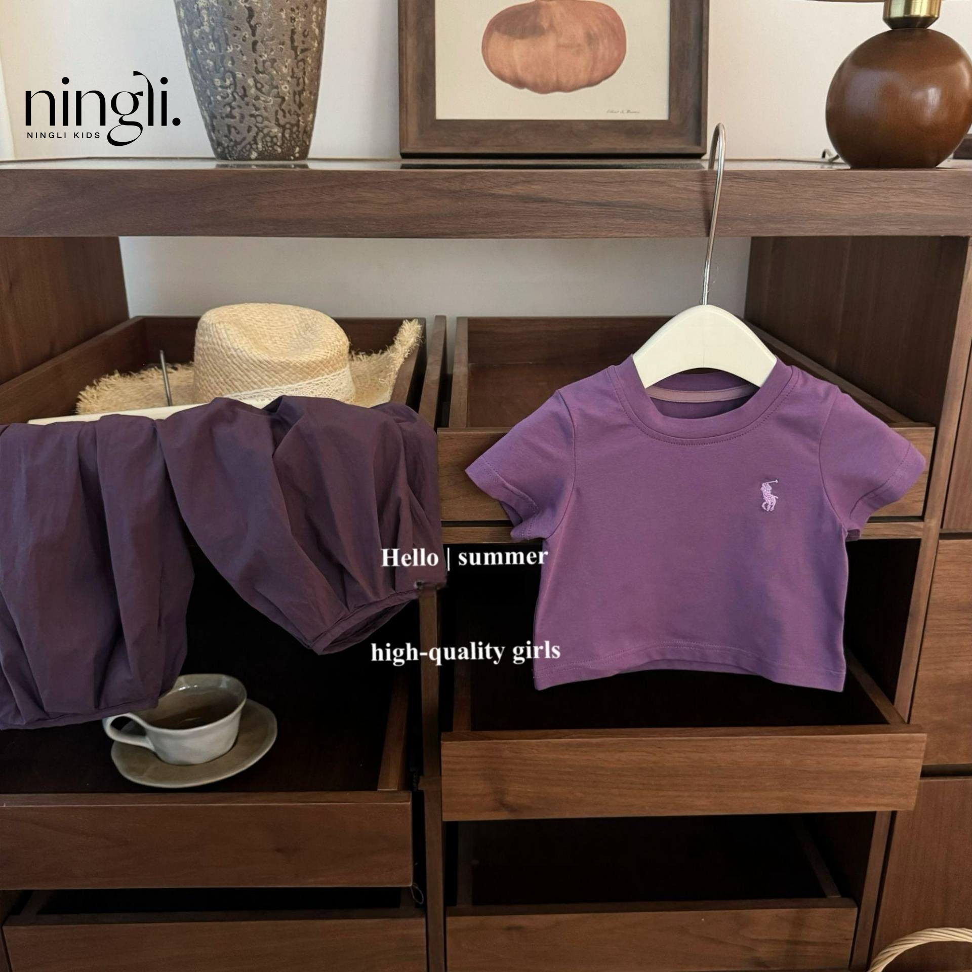 ¡En lima! Púrpura korea mujer bebé bebé bordado camiseta bloomer traje moda Application Scenario