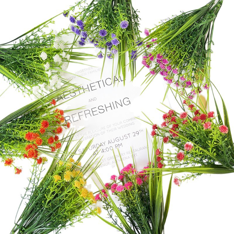 仿真花DIY发饰配件/假花/5朵塑膠花/仿真花/假花批发白底实物图