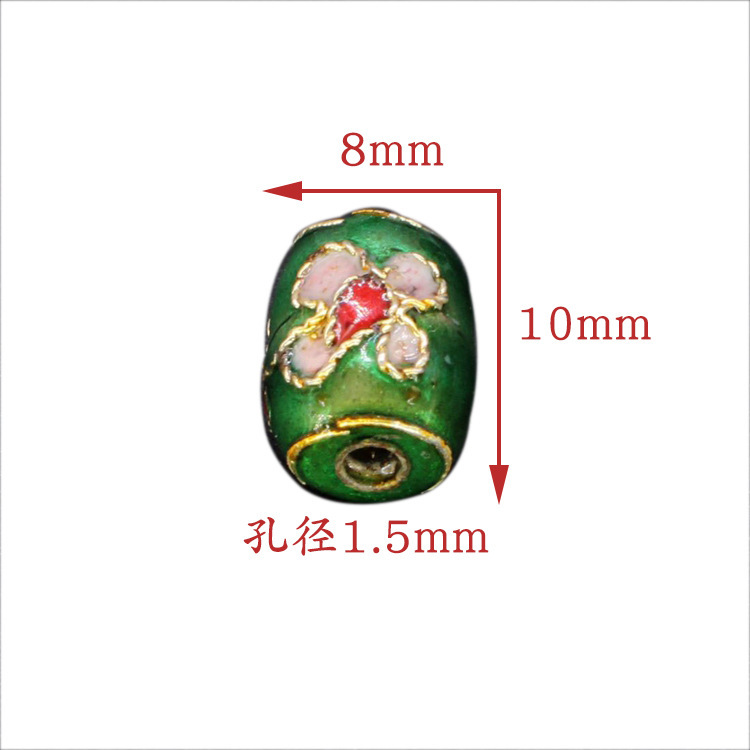 Traditional high-temperature cloisonne filigree silver-blue DIY jewelry accessories, cloisonne 9*7 small drum beads Item Picture