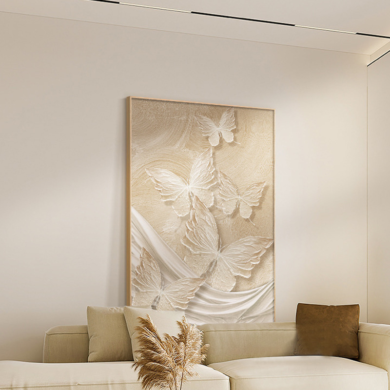 法式蝴蝶小清新沙发背景墙装饰画客厅玄关落地化奶油风卧室挂画