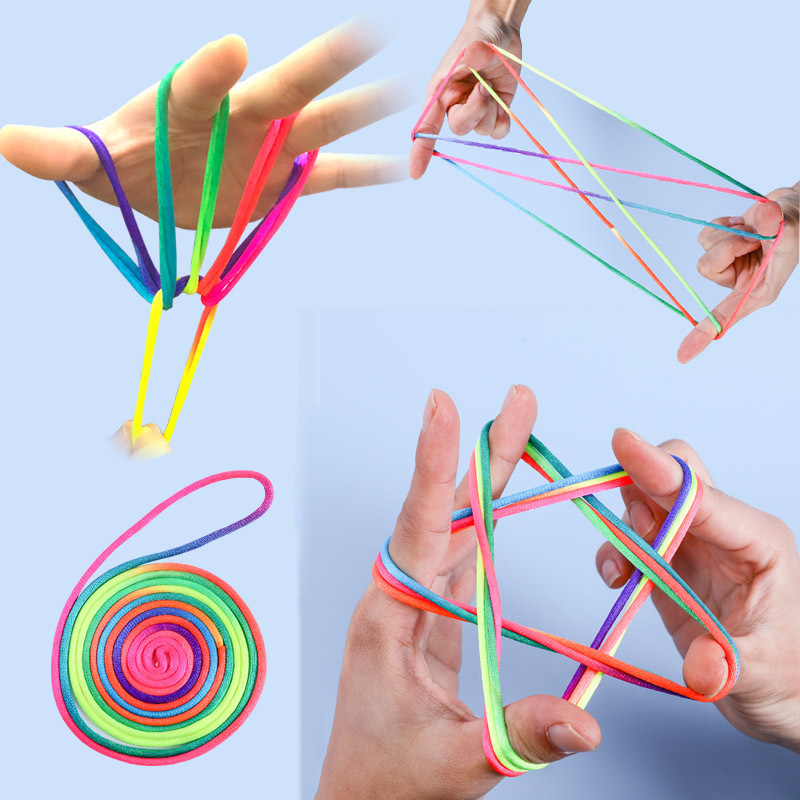 Seven-color woven flower rope, colorful flip flower rope, gradient thickening, professional student rainbow rope 8090, nostalgic toy Specification image