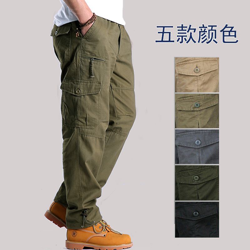 Outdoor casual pants, multi-pocket cargo pants, men's loose, pure cotton men's multi-pocket pants, trendy, casual and versatile details Picture