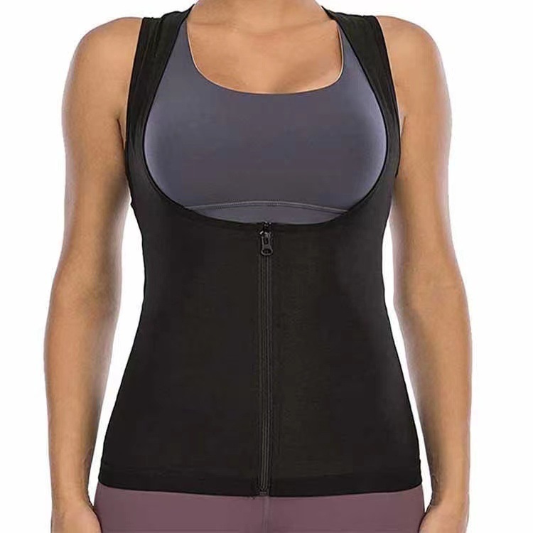 Wholesale Of Women's Sweat-Inducing Wear, Fitness Sweat-Inducing Wear, Abdominal Tightening Tight Yoga Sweat-Inducing Coring Zipper Vests For Body Shaping