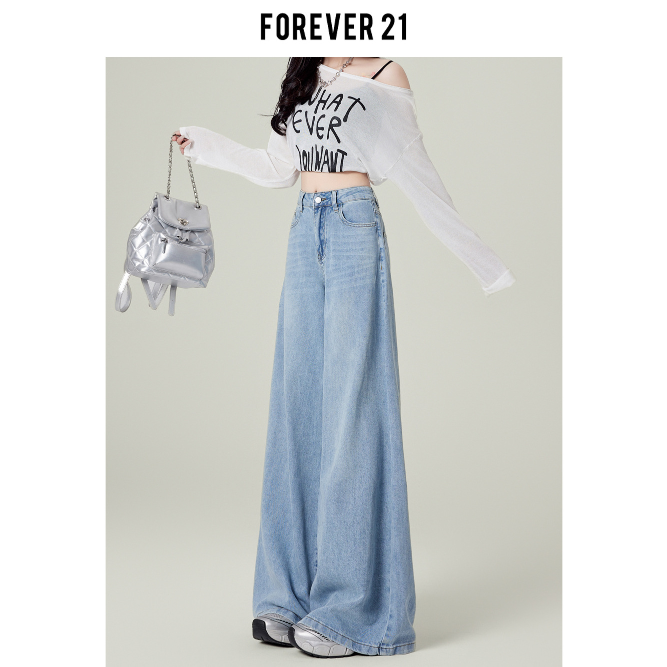 Autumn and winter new denim blue fleece jeans for women, wide-leg, high-waisted, loose design, large-sized versatile jeans 5664 Application Scenario