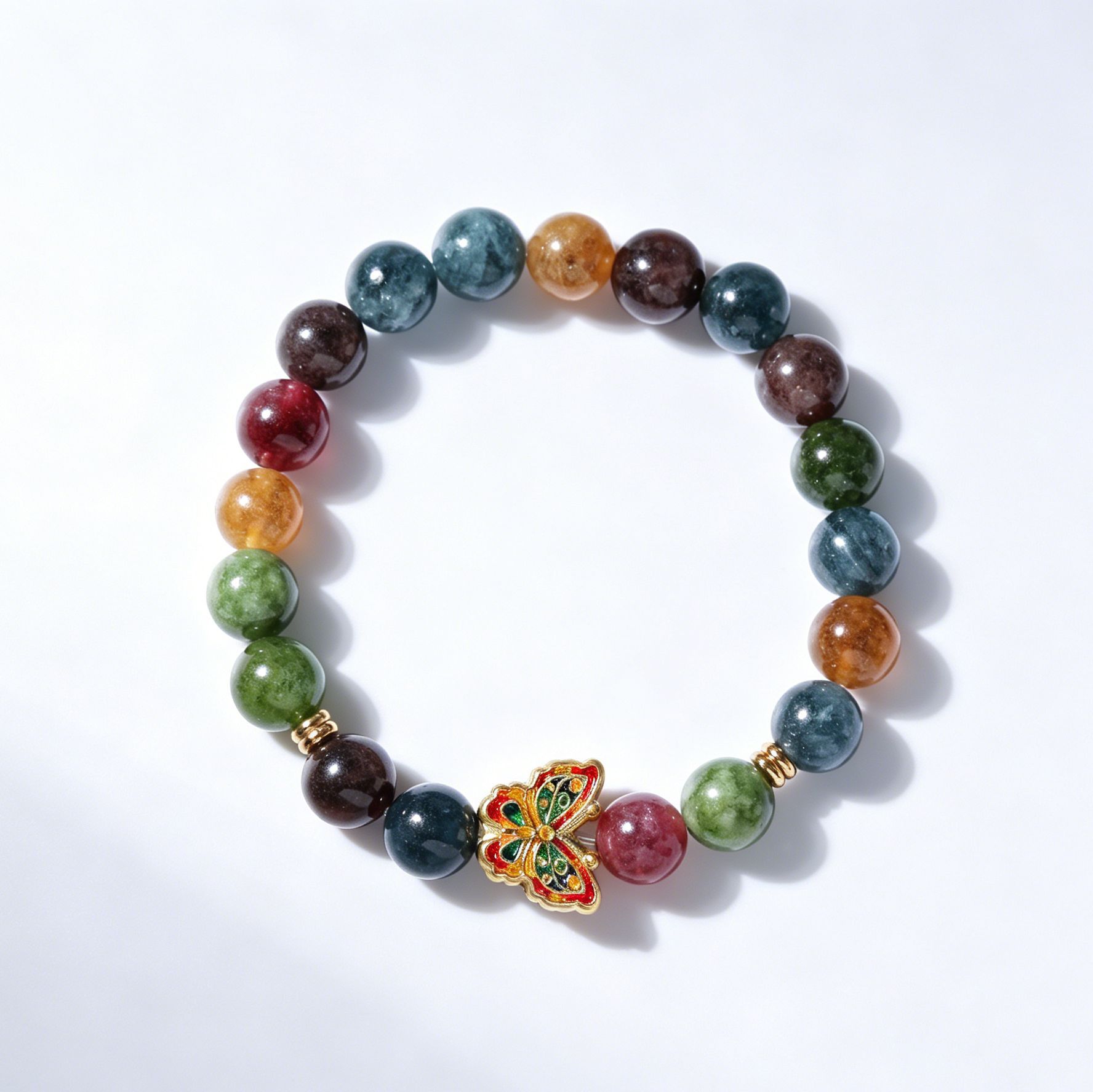 Candy-colored tourmaline single-circle rainbow bracelet for girls, copper 18k gold wholesale, imitation crystal bracelet wholesale Item Picture