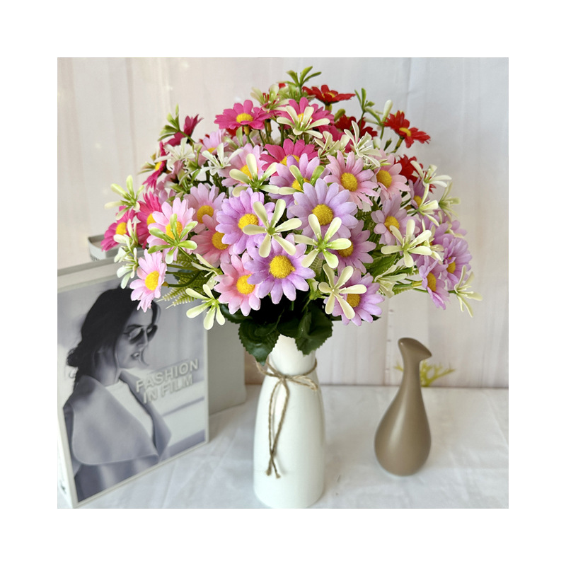 仿真花DIY发饰配件/仿真花/5朵塑膠花/假花/假花批发白底实物图