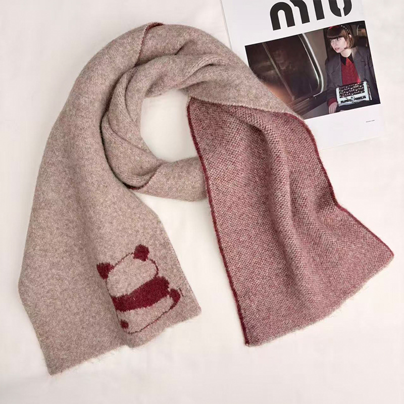 Cashmere sweater 2025 Autumn/Winter new style women's fashion color block small flower thickened warm knitted neck protection small scarf scarf Specification image