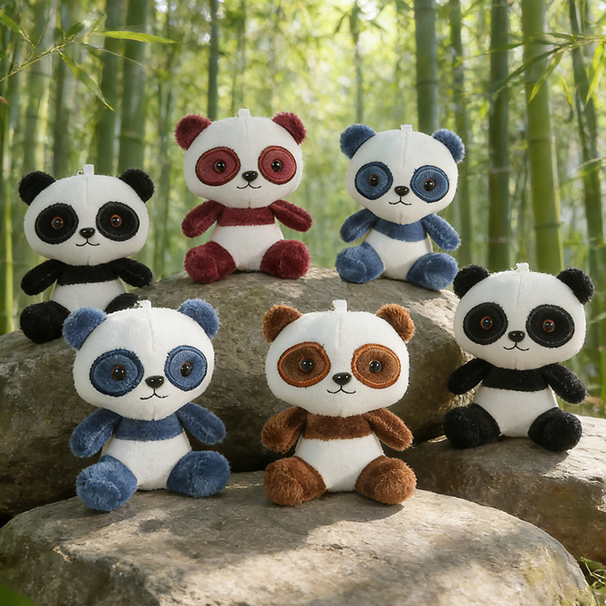 可爱熊猫钥匙扣毛绒挂件新年礼物地推实用吸引人流小礼品批发商品