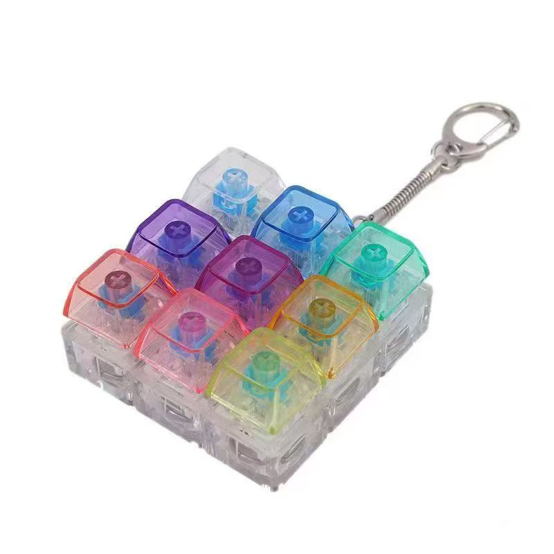 解压按键创意潮玩俄罗斯方块键盘小玩具挂件键帽钥匙扣按键带灯光