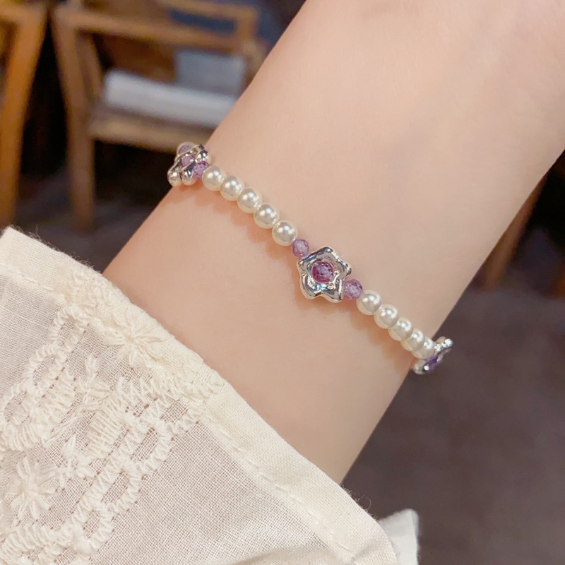HS.DP brand jewelry factory store purple flower glass bead bracelet, fashionable design sense, gentle and versatile jewelry