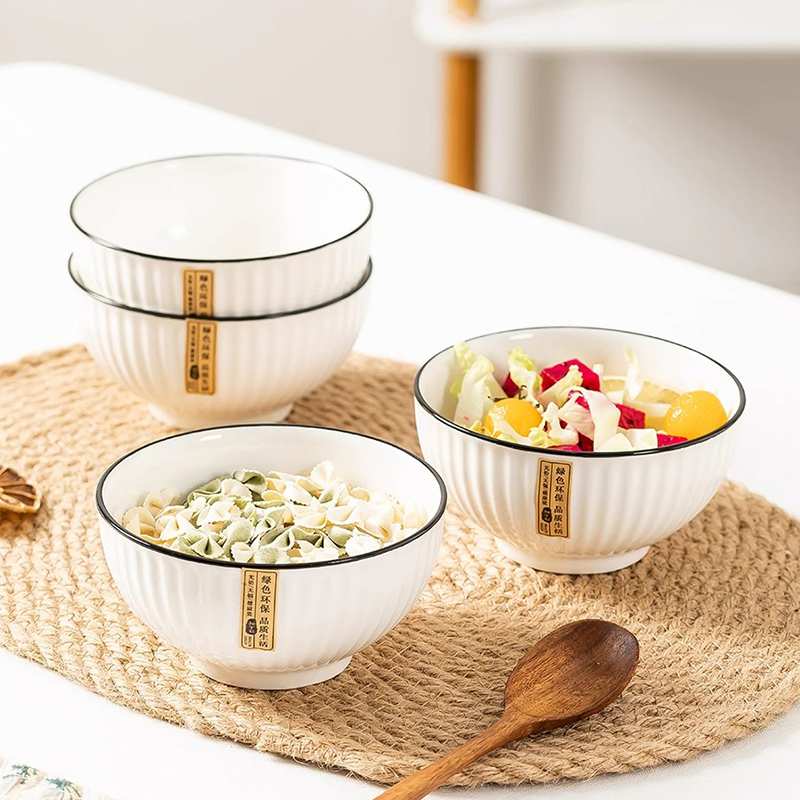 Household thickened 8-inch large ceramic soup bowl, personalized rice bowl, simple instant noodle bowl, large tableware set details Picture