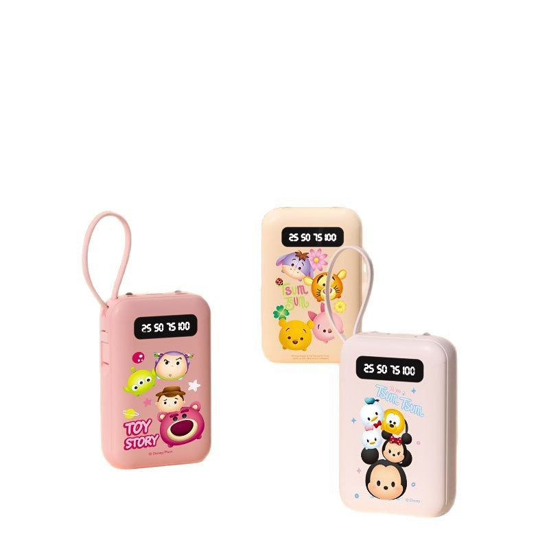 Disney-authorized power bank with large capacity, built-in cable, ultra-thin portable power bank, small and super fast charging, with flashlight, factory wholesale price Item Picture