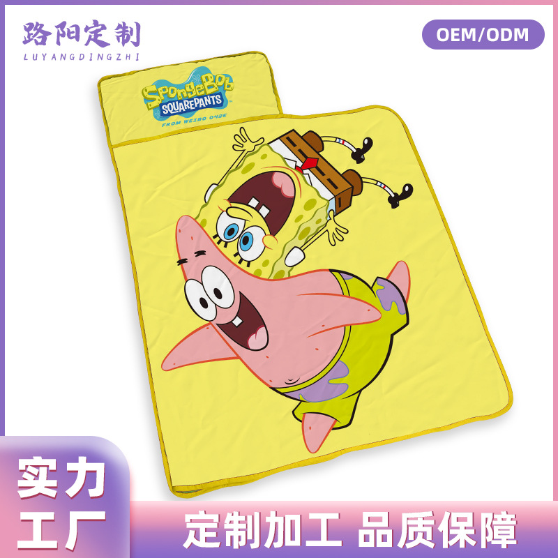 Customized kindergarten nap MATS, portable one-piece mattresses for children, and thickened cartoon printed sleeping bags for children to prevent catching a cold