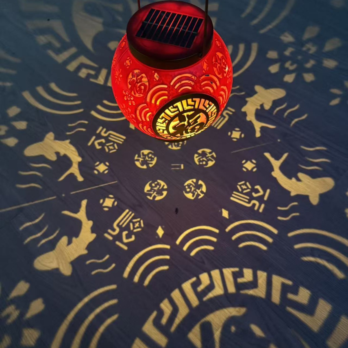 New Year's festive solar lanterns, outdoor courtyard rainproof chandeliers, red garden landscape atmosphere decoration, small night lights details Picture