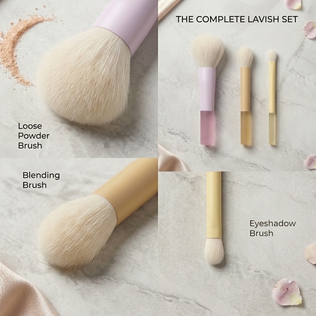 A set of 3 mini makeup brushes: eyeshadow brush, powder brush, blend brush, refresh hand soft brush, convenient beauty tools Specification image