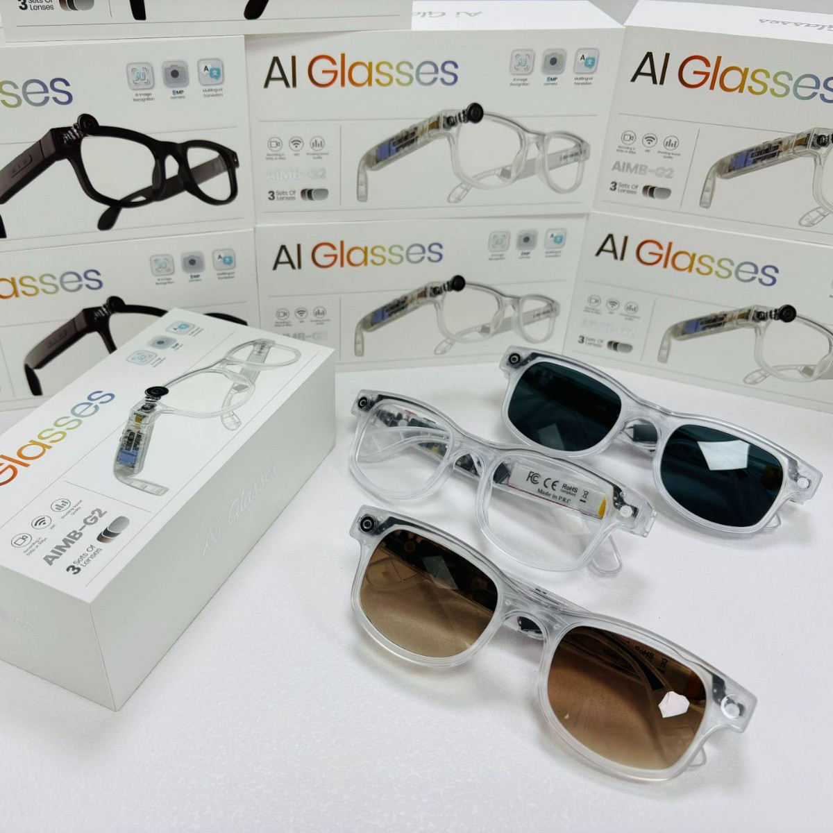 Transfronterizo AIMB-G2 AI gafas inteligentes traducción simultánea bluetooth escuchar canción llamada 800w hd grabación de fotos video details Picture