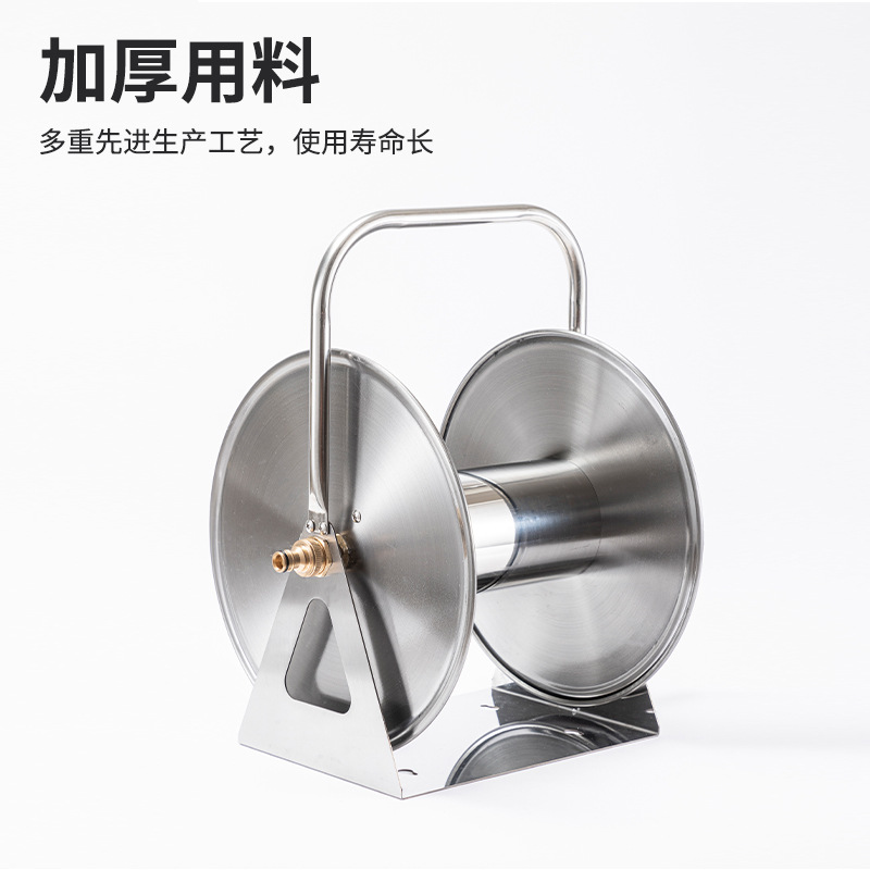 不锈钢浇花洗车水管收纳架挂式自动卷管器手提农家用水管绕管车架详情图2
