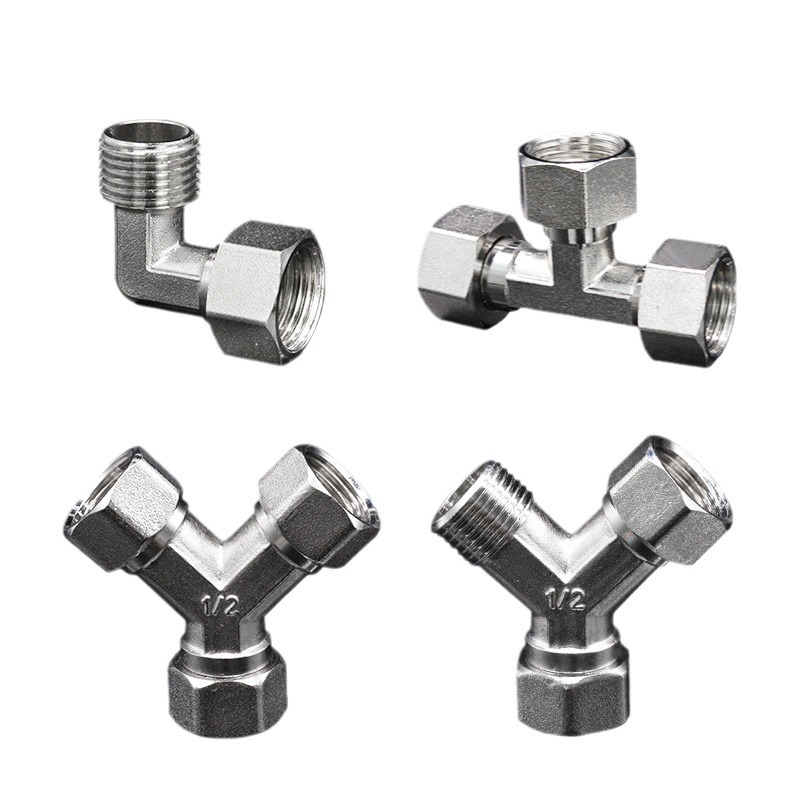 4-point stainless steel inner and outer wire direct elbow three-way union water heater integrated union water pipe fittings Item Picture