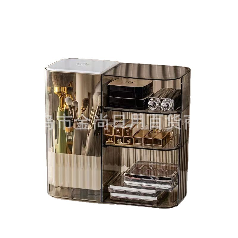 High appearance level rotating makeup brush storage cylinder, mouth red eyeshadow storage rack, dressing table, cosmetics storage box, lift type Item Picture