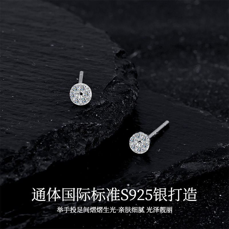 Zhuoheng's selected ear stud light Luxury retro earrings, a niche new style wholesale S925 all-silver, elegant full diamond zirconia ear stud earrings