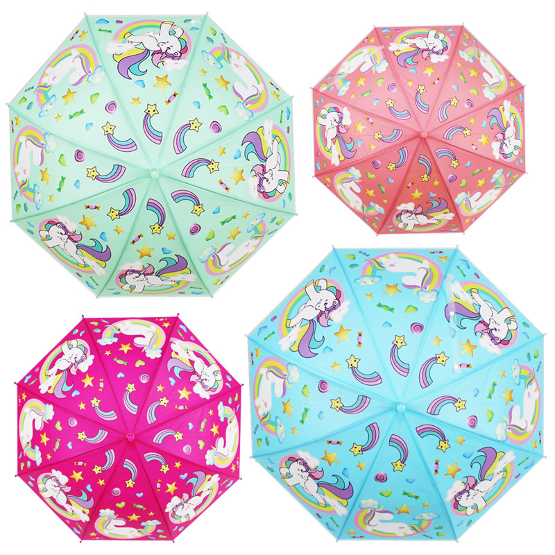 Children's umbrella unicorn, Japanese-style Korean fresh and cute, long-handled cartoon umbrella for students and children, can be printed with logo