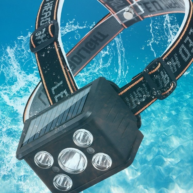 New cross-border solar COB charging headlamp, LED head-mounted outdoor headlamp, ultra-bright fishing miner's lamp, night travel